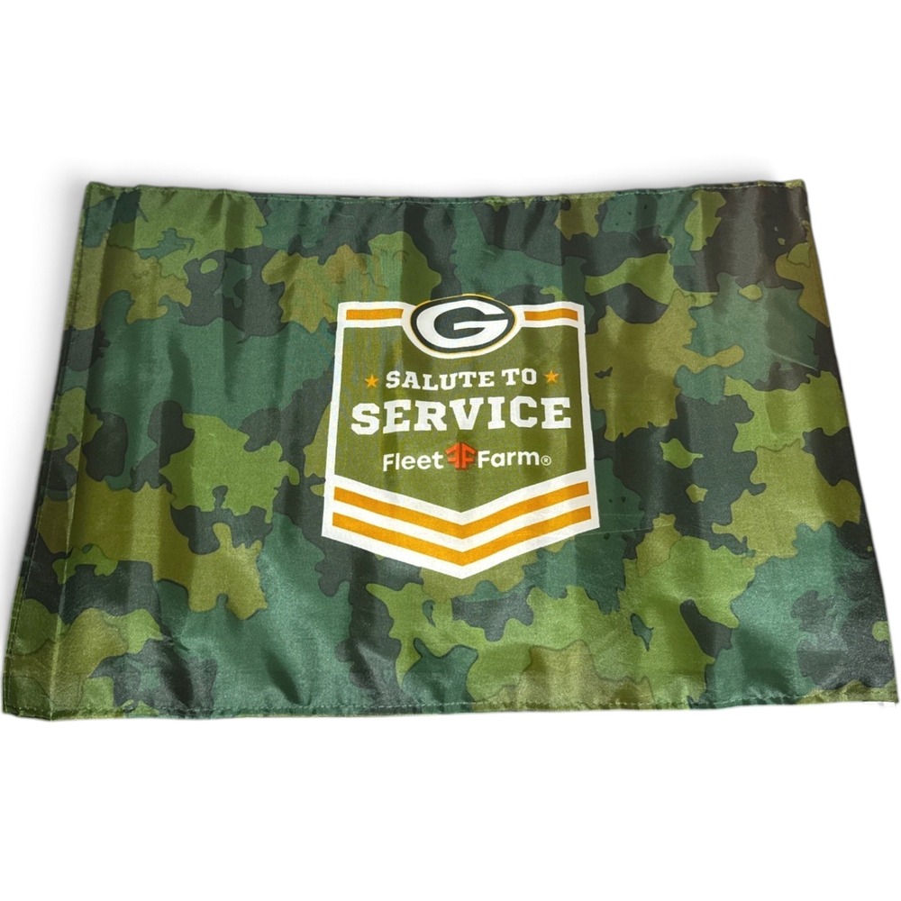 Green Bay Packers Car Flag Green Camo Salute to Service Fleet Farm 2025 SGA New